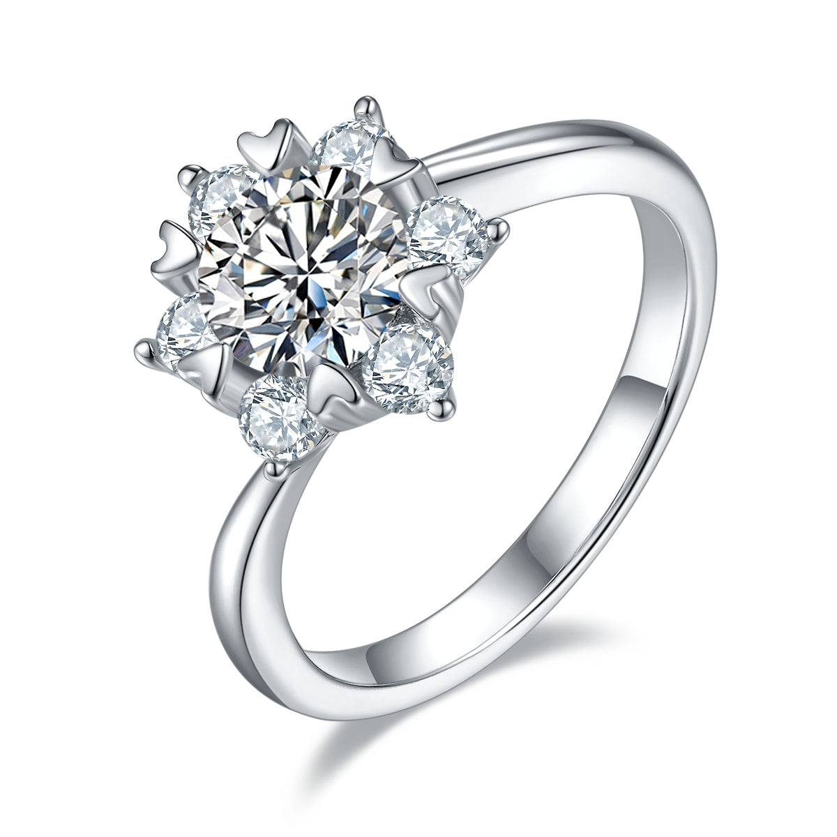 1-carat Luxury Silver Ring Set With Top-quality Moissanite D Color VVS, S925 Silver Plated Platinum