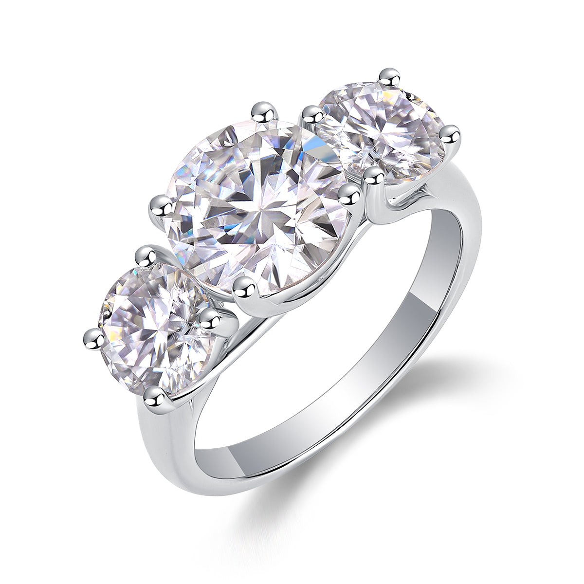 Three Lives Of Fortune - Luxury Silver Ring Set With Top-quality 3-carat Moissanite D Color VVS,  S925 Silver And Platinum-plated Diamond Ring