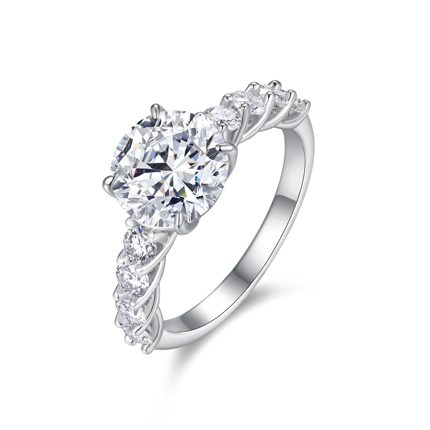 A 3-carat Luxury Silver Ring Set With Top-quality Moissanite D Color VVS, S925 Silver Plated With Platinum