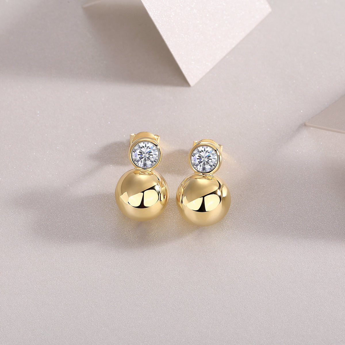 Crystal Drop Earrings - Set With Top-quality Moissanite Luxury Silver Stud Earrings S925 Silver Electroplated Gold