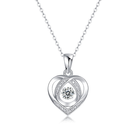 With You In My Heart - S925 Silver Moissanite Necklace, Platinum-Plated Luxury Pendant