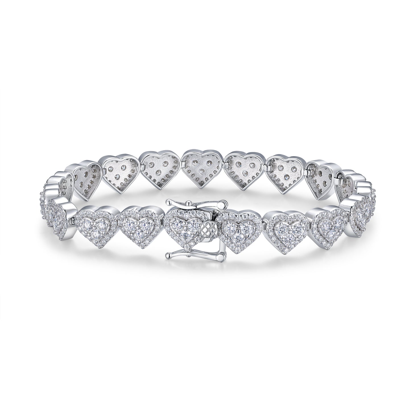 Luxury Silver Bracelet Featuring Top-quality Moissanite, Made Of S925 Silver Electroplated With Platinum.