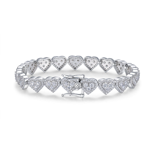 Luxury Silver Bracelet Featuring Top-quality Moissanite, Made Of S925 Silver Electroplated With Platinum.