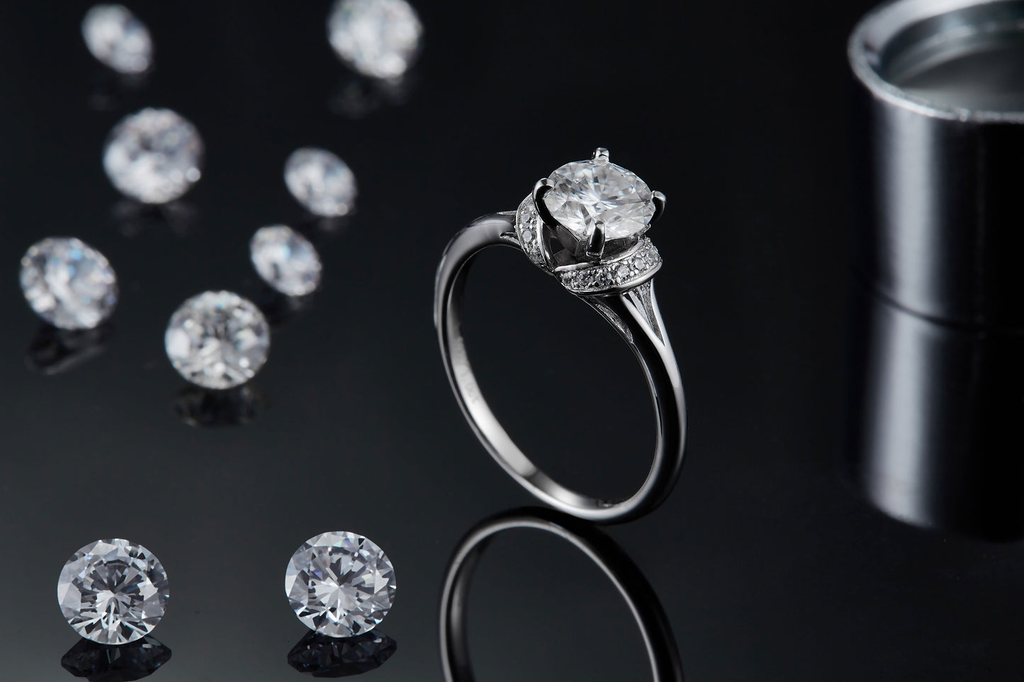 1-carat Luxury Silver Ring Set With Top-quality Moissanite D Color VVS, S925 Silver Plated Platinum