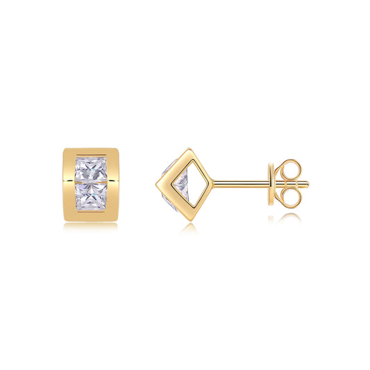 Exclusive - Top-quality Moissanite Luxury And Fashionable Light Luxury Jewelry Silver Stud Earrings S925 Silver Electroplated Gold