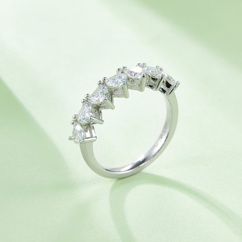 Luxury Silver Ring Set With Top-quality Moissanite, S925 Silver Plated With Platinum