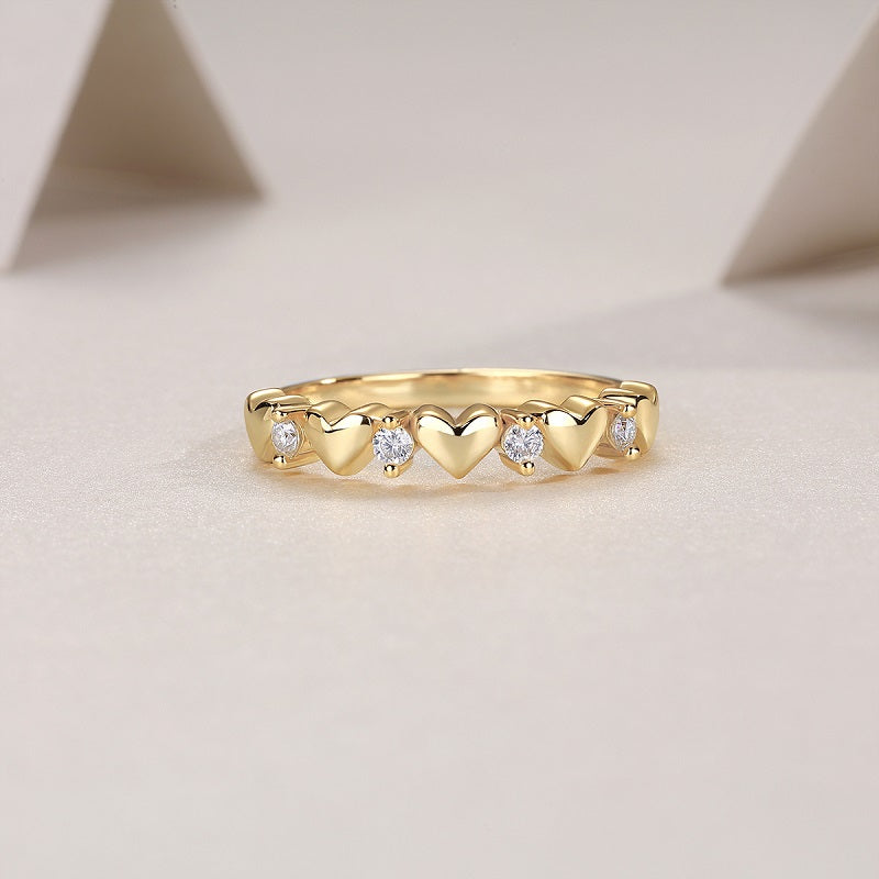 Heart To Heart - Luxury Silver Ring Set With Top-quality Moissanite, S925 Silver-plated Platinum