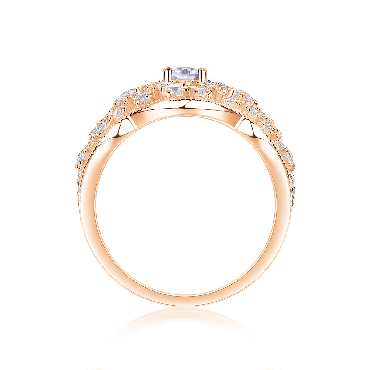 Moonlight Waltz - Set With Top-quality Moissanite S925, Silver And Platinum-plated Diamond Wedding Ring. The Ring Can Be Tested With A Diamond Pen In Yellow Gold And Rose Gold
