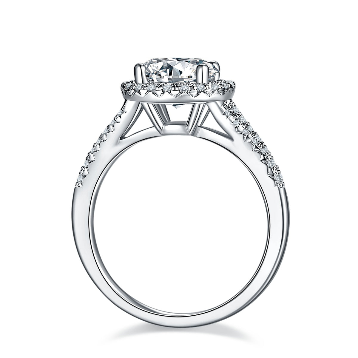2-carat Luxury Silver Ring Set With Top-quality Moissanite D Color VVS, S925 Silver Plated With Platinum