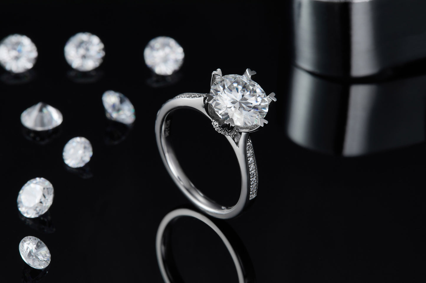 3-carat Luxury Silver Ring Set With Top-quality Moissanite D Color VVS, S925 Silver Plated With Platinum