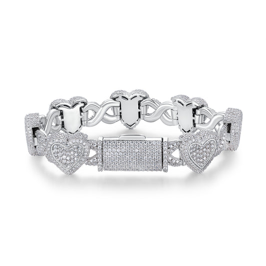Luxury Silver Bracelet Featuring Top-quality Moissanite D Color VVS, Made Of S925 Silver Electroplated With Platinum.
