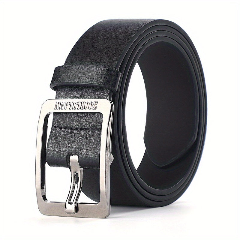 Men’s Leather Belt with Stainless Steel Buckle – Classic Casual & Business Style