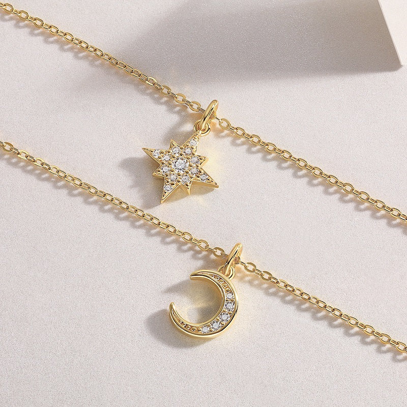 Luxury Silver Necklace Set With Top-quality Moissanite,S925 Silver Electroplated With Gold.