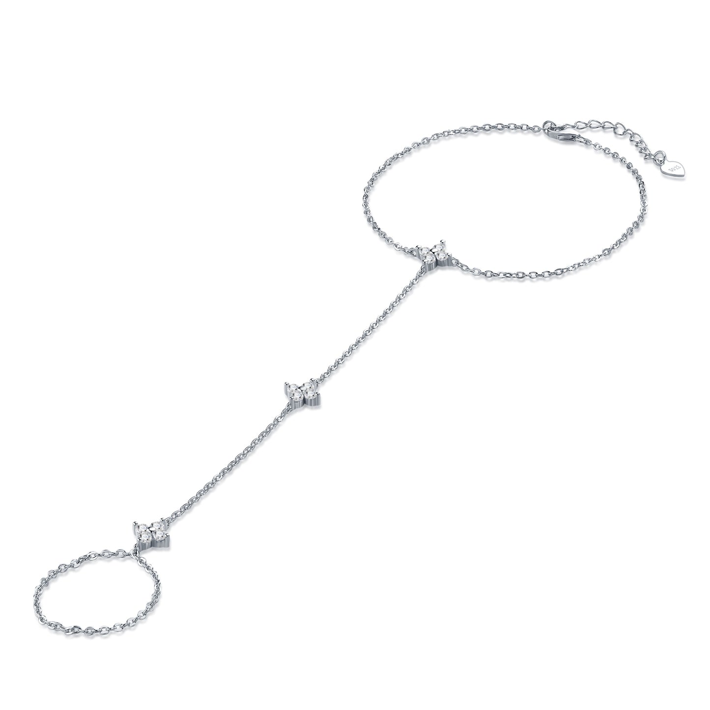 Luxury Silver Bracelet Featuring Top-quality Moissanite, Made Of S925 Silver Electroplated With Platinum.