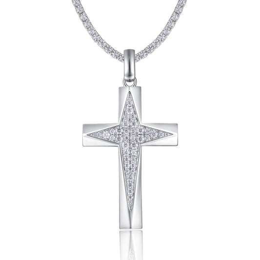 Luxury Silver Necklace Set With Top-quality Moissanite, S925 Silver Electroplated With Platinum
