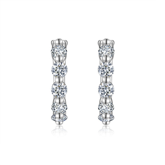 Luxury Silver Earrings Set Featuring Top-quality Moissanite Stones, Made Of S925 Silver Electroplated With Platinum.