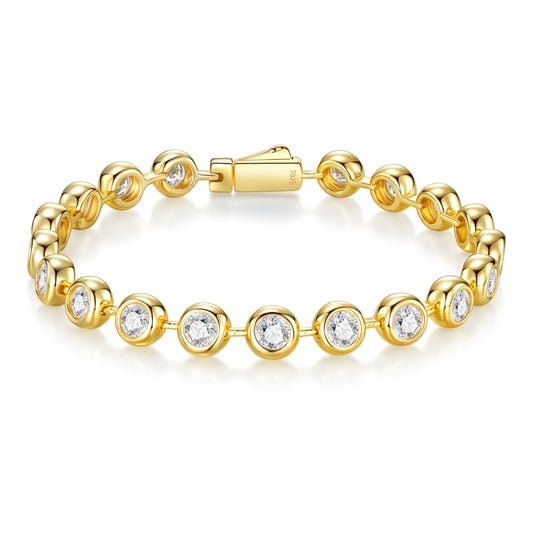 0.5 Carat Luxur Bracelet Set With Top Moissanite D Color VVS, S925 Silver Plated Gold Material.