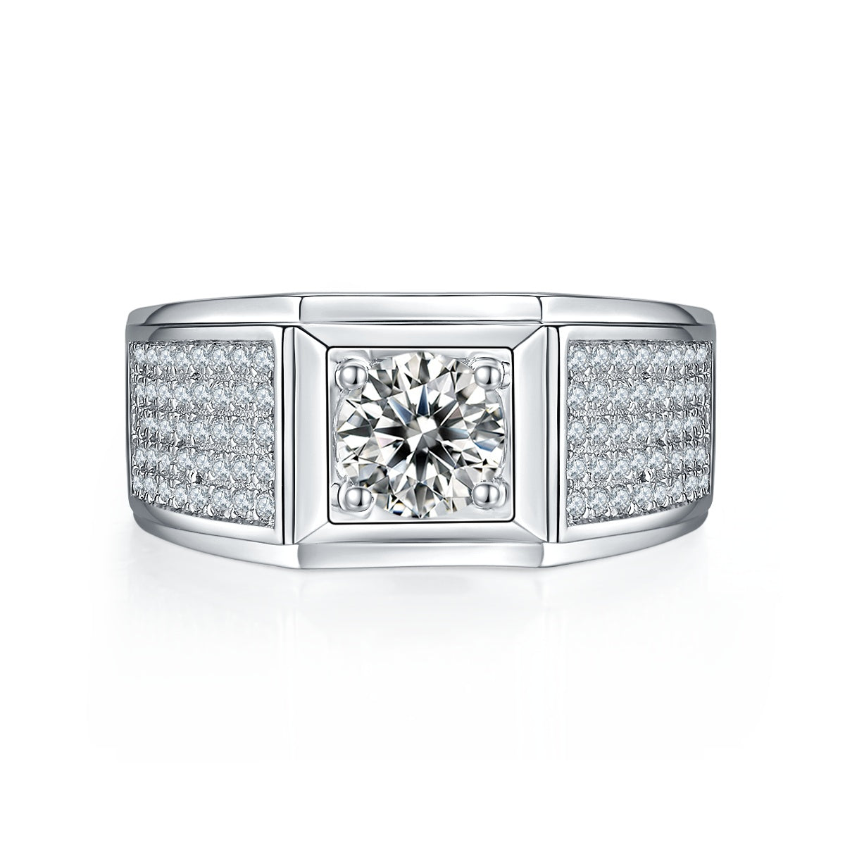 1-Carat D Color VVS Moissanite Ring – Luxury S925 Sterling Silver Platinum-Plated Men’s Ring
