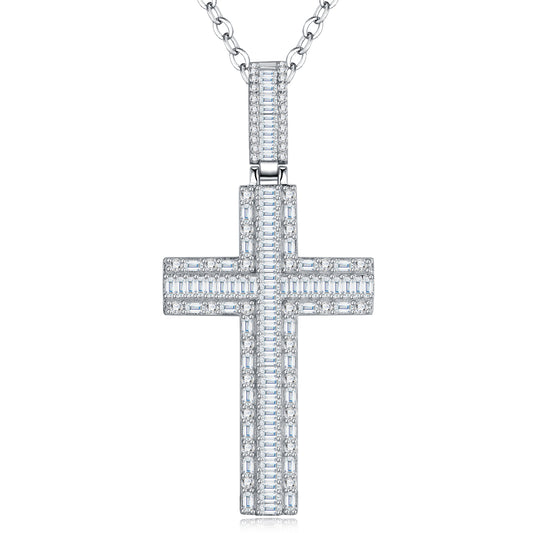 Luxuru Silver Necklace Set With Top-quality Moissanite, Made Of S925 Silver Electroplated With Platinum.