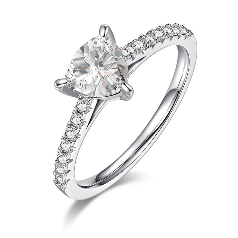 Luxury Silver Ring Triangular Moissanite Set With Top-quality Moissanite D Color VVS,  S925 Silver Electroplated With Platinum