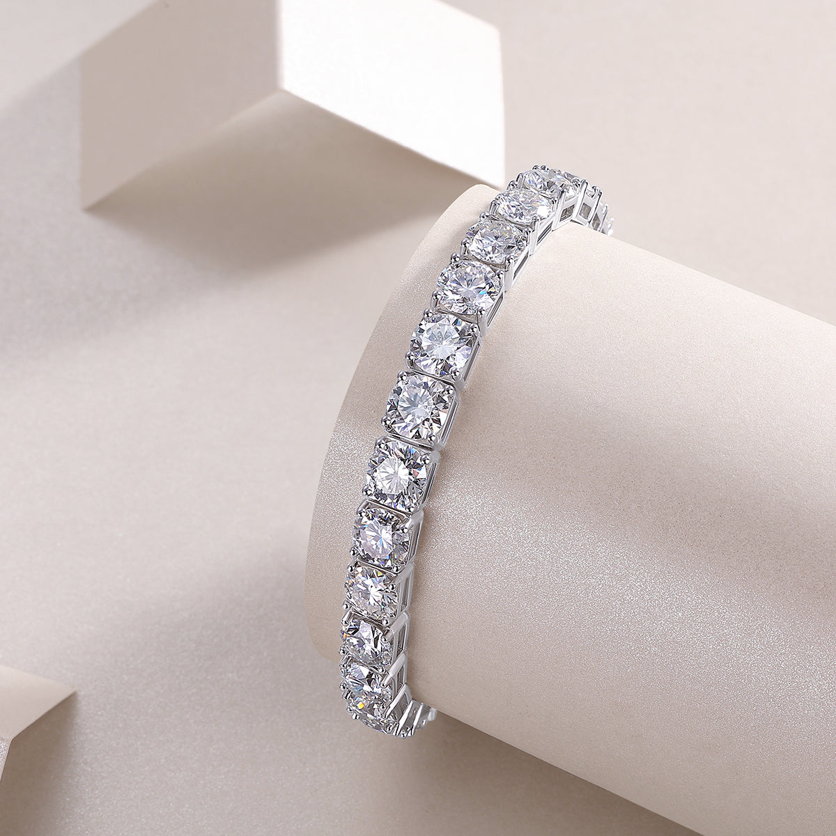 Large Gravitational Pull - Luxury Silver Bracelet Set With Top-quality Moissanite D Color VVS , S925 Silver-plated Platinum