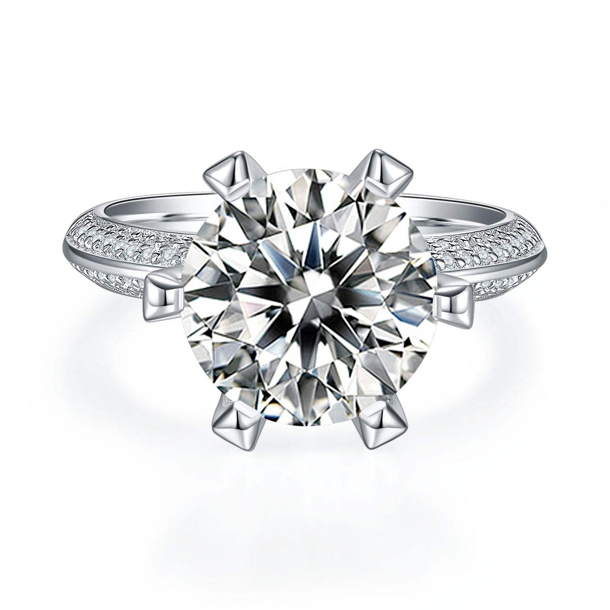 5-carat Luxury Silver Ring Set With Top-quality Moissanite D Color VVS, S925 Silver Plated With Platinum