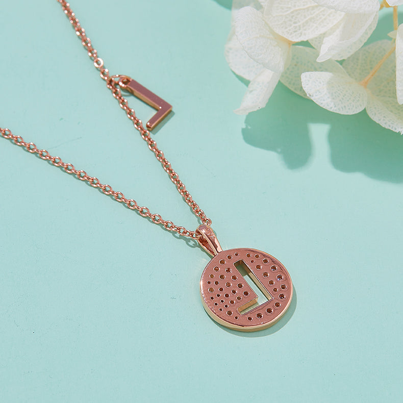 Luxury Initial Letter Necklace Pendant – L , S925 Silver Rose Gold Plated with Top-Quality Brilliant Moissanite