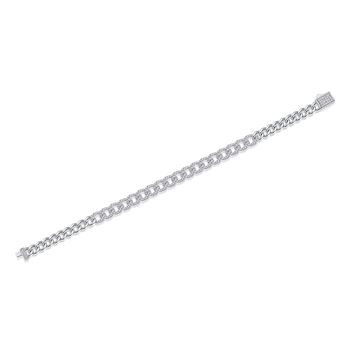 Set With Top-quality Moissanite, This Luxurious And Fashionable Light Luxury Jewelry Silver Bracelet Is Made Of S925 Silver Electroplated With Platinum