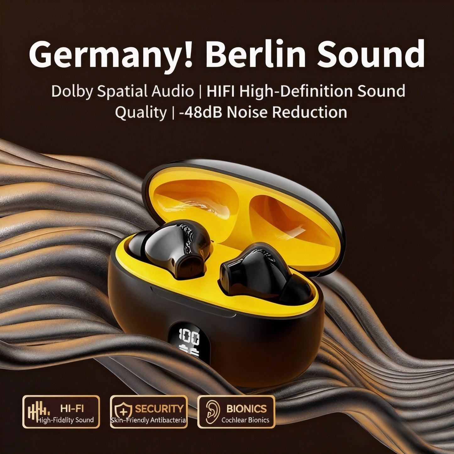 Wireless Earbuds with Noise Canceling, LED Power Display, and Bluetooth 5.4. Smart Touch Controls for Effortless Use