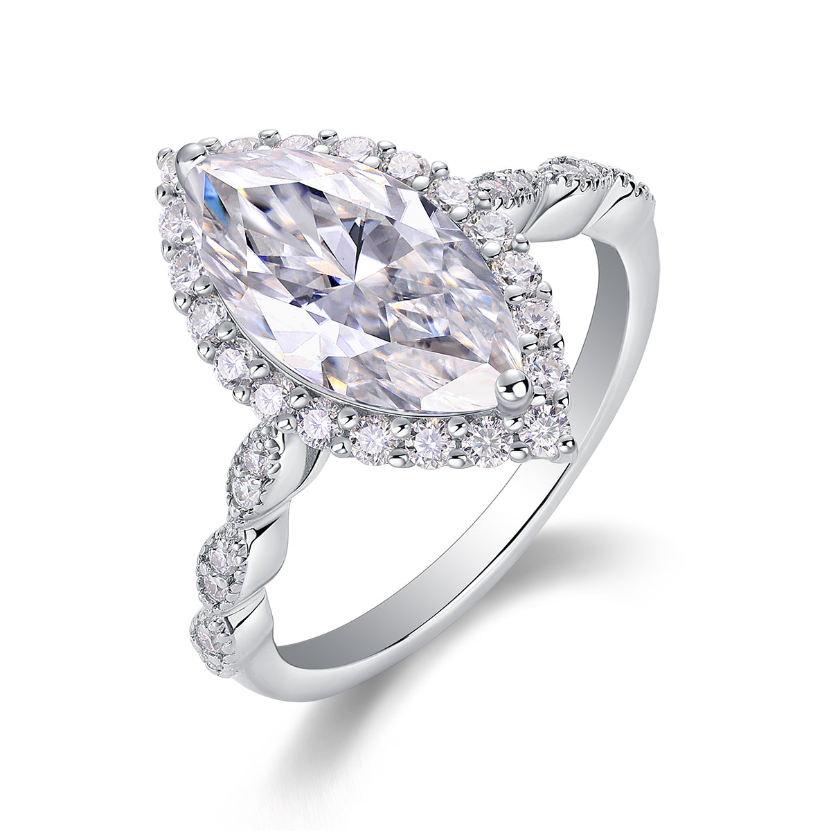 Heartbeat Mirror - Luxury Silver Ring Set With Top-quality Moissanite D Color VVS,  S925 Silver And Platinum-plated