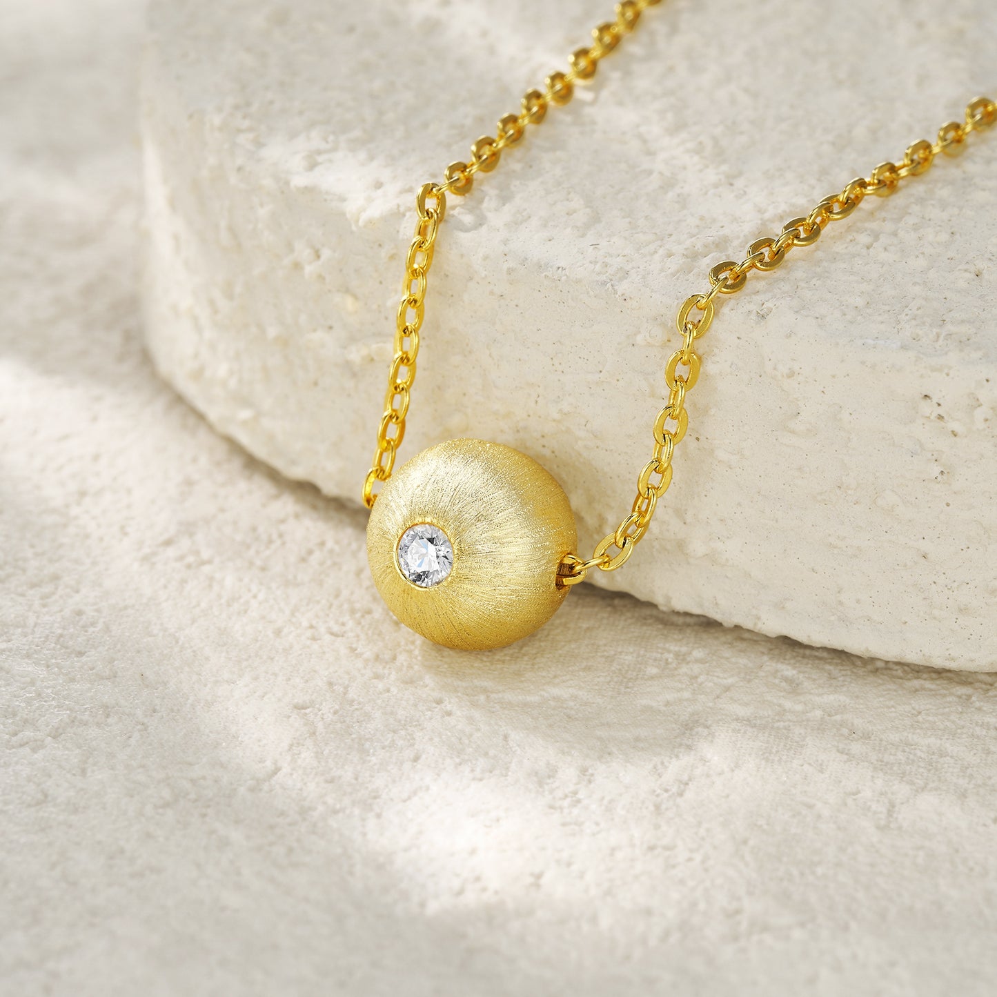 Good Fortune Flows - Stylish Moissanite Pendant , S925 Sterling Silver, Gold-Plated Finish