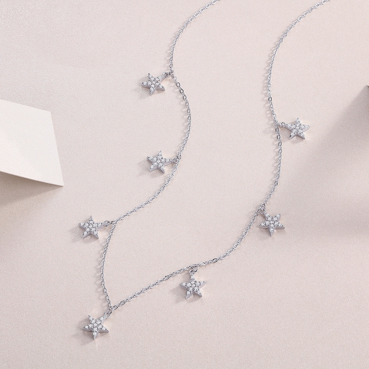 Star Love: Luxury S925 Silver Multi-Star Dangle Necklace - Moissanite & Platinum Plated