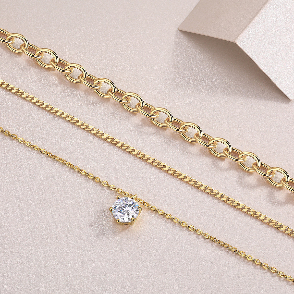2-carat Luxury Fashion Minimalist Trend Jewelry Silver Pendant Necklace With Top-quality Moissanite, S925 Silver Electroplated With Gold