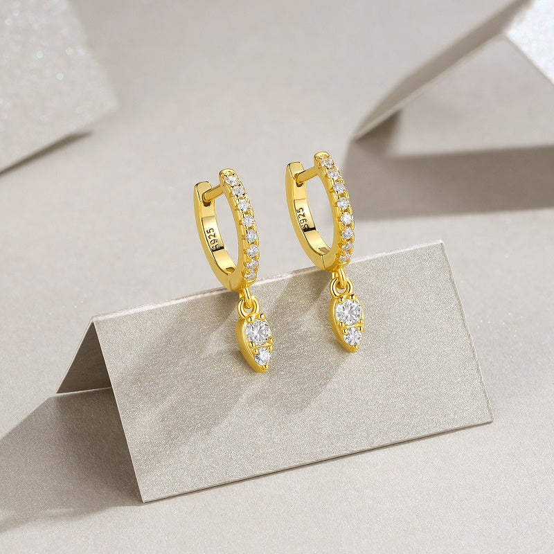 Top-quality Moissanite Silver Stud Earrings S925 Silver Electroplated Gold
