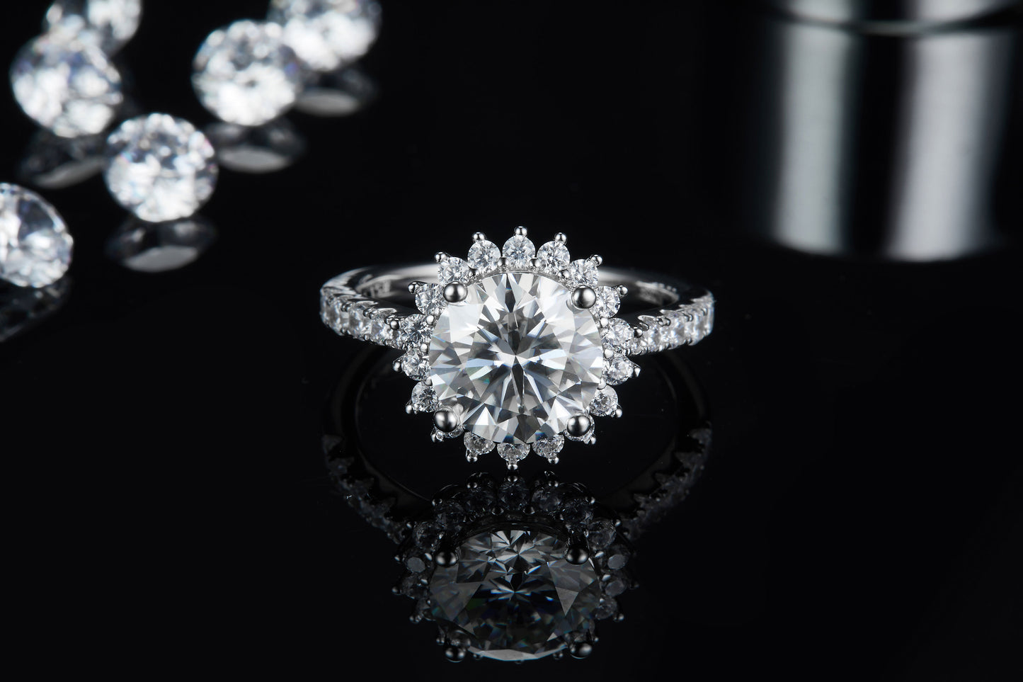 3-carat Luxury Silver Ring Set With Top-quality Moissanite D Color VVS , S925 Silver Plated With Platinum