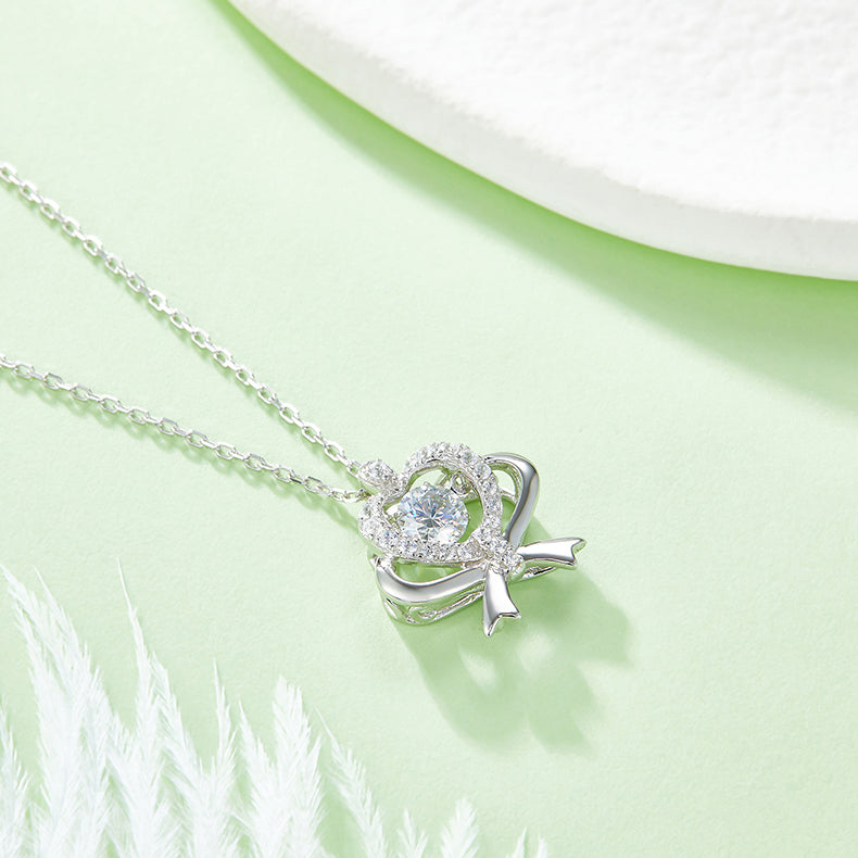 Set With Top-quality Moissanite, This Luxurious And Fashionable Light Luxury Trend Jewelry Necklace Pendant Is Made Of S925 Silver Electroplated With Platinum