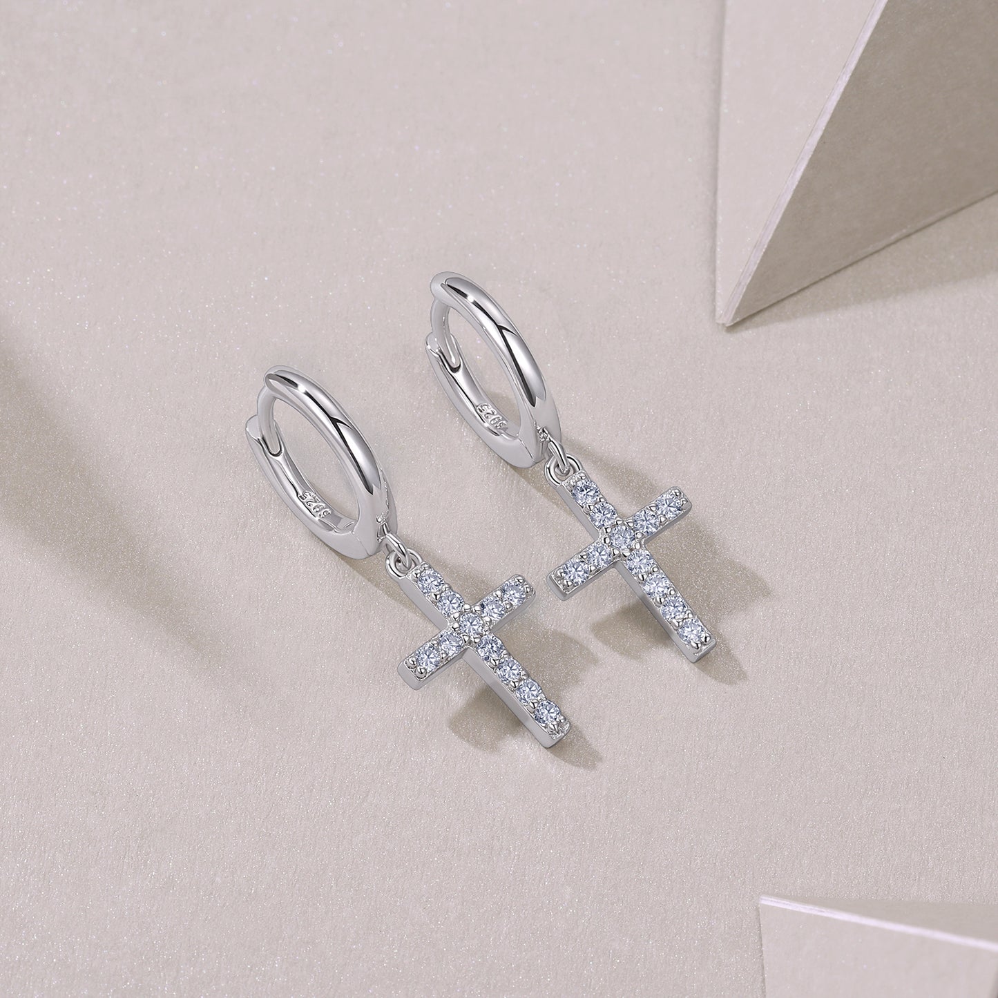 Luxury Silver Earrings Set With Top-quality Moissanite, S925 Silver Plated Platinum