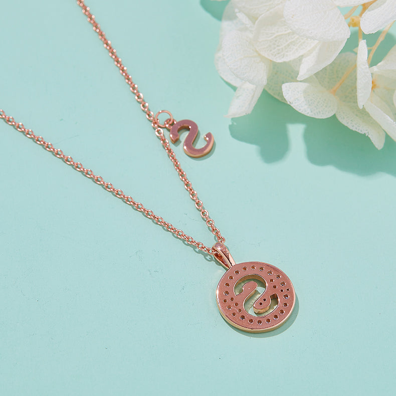 Luxury Initial Letter Necklace Pendant – S , S925 Silver Rose Gold Plated with Top-Quality Brilliant Moissanite