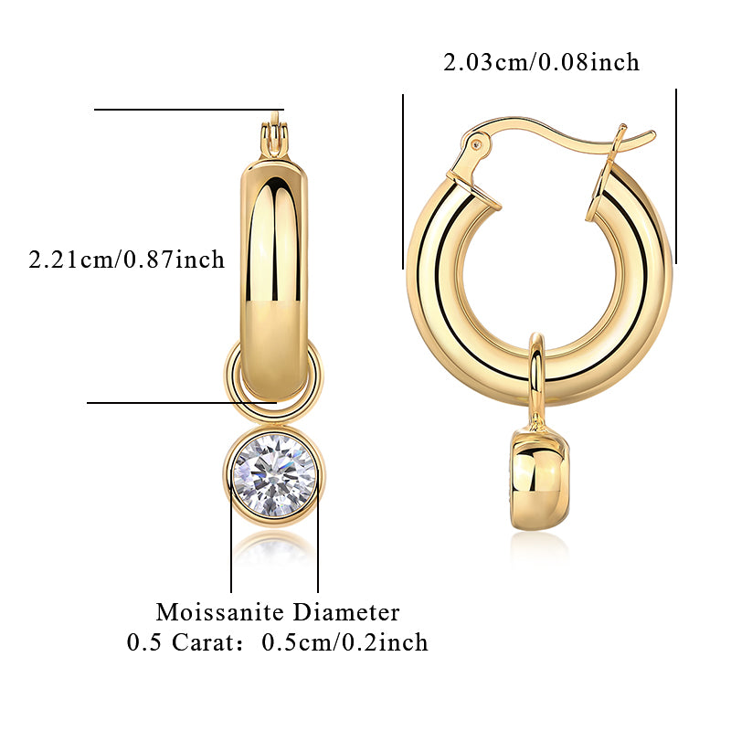 Round Shadow - Luxury Stud Earrings Set With Top-quality Moissanite, S925 Silver Plated With Gold