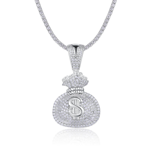 Luxury Silver Necklace Set With Top-quality Moissanite,  S925 Silver Electroplated With Platinum