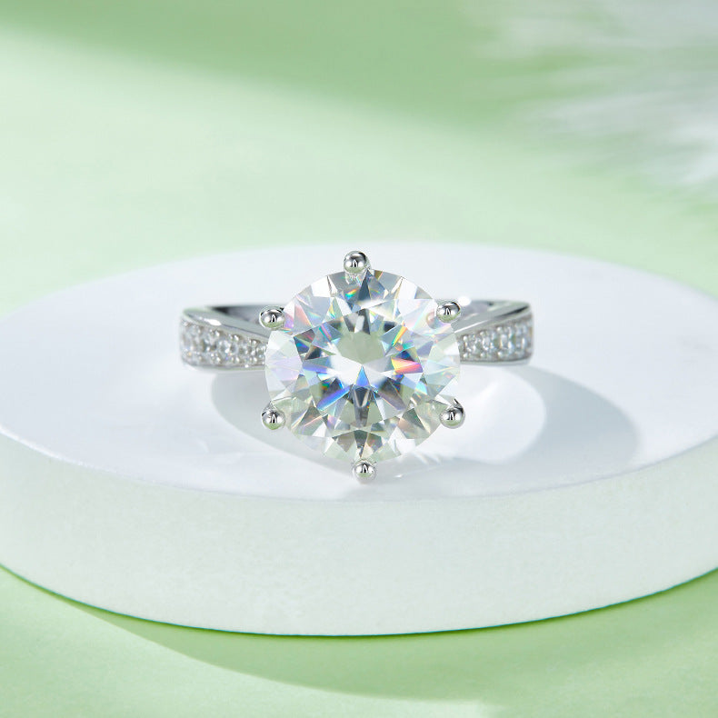 5-carat Luxury Silver Ring Set With Top-quality Moissanite D Color VVS, S925 Silver Plated With Platinum