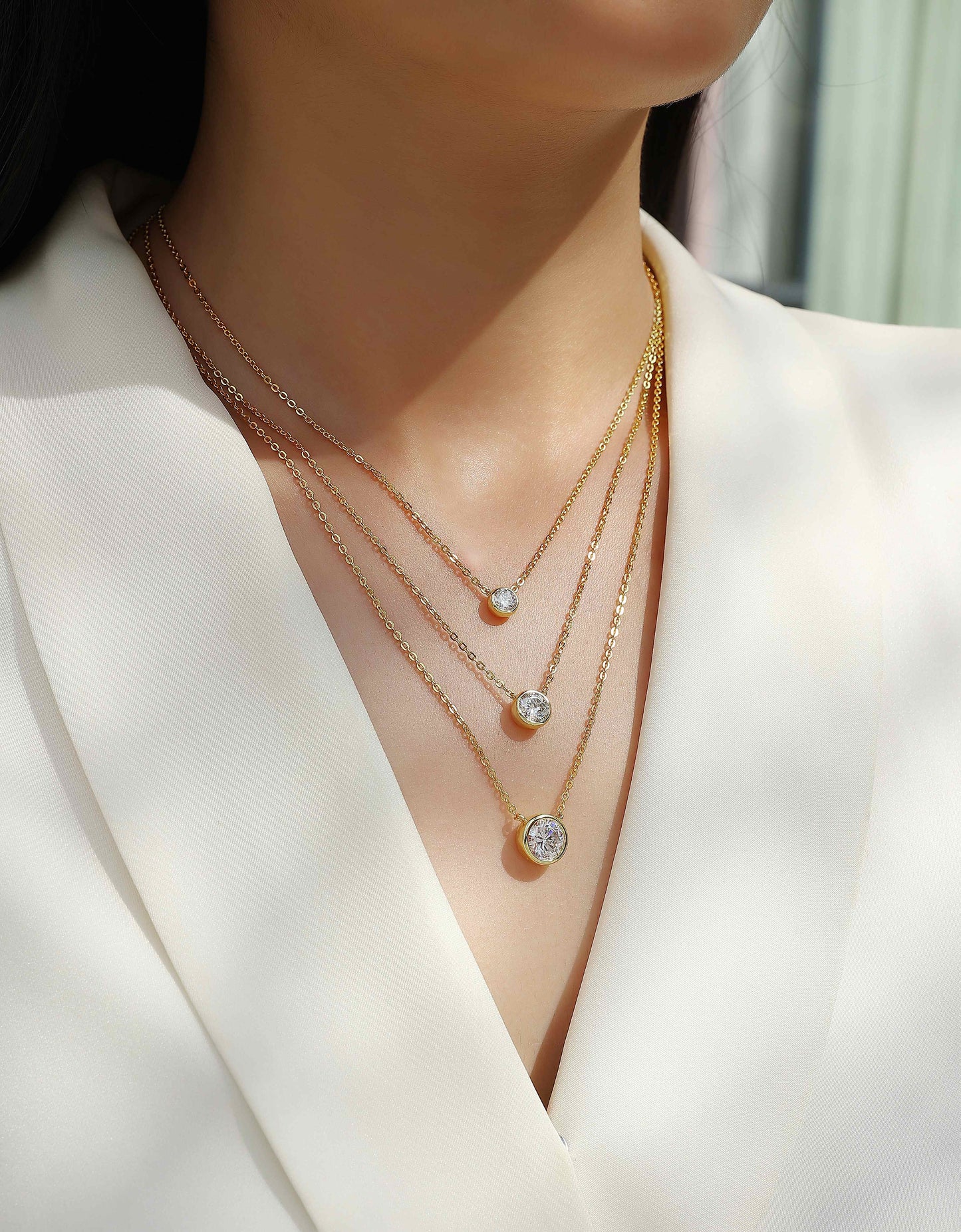 2-carat Luxury Silver Necklace Set With Top-quality Moissanite D Color VVS , S925 Silver Electroplated With Gold