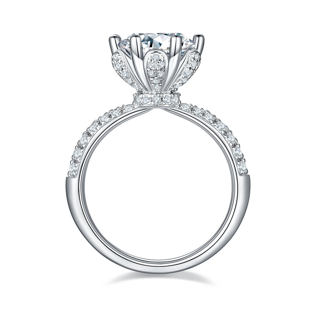 3-carat Luxury  Silver Ring Set With Top-quality Moissanite D Color VVS, S925 Silver Plated With Platinum
