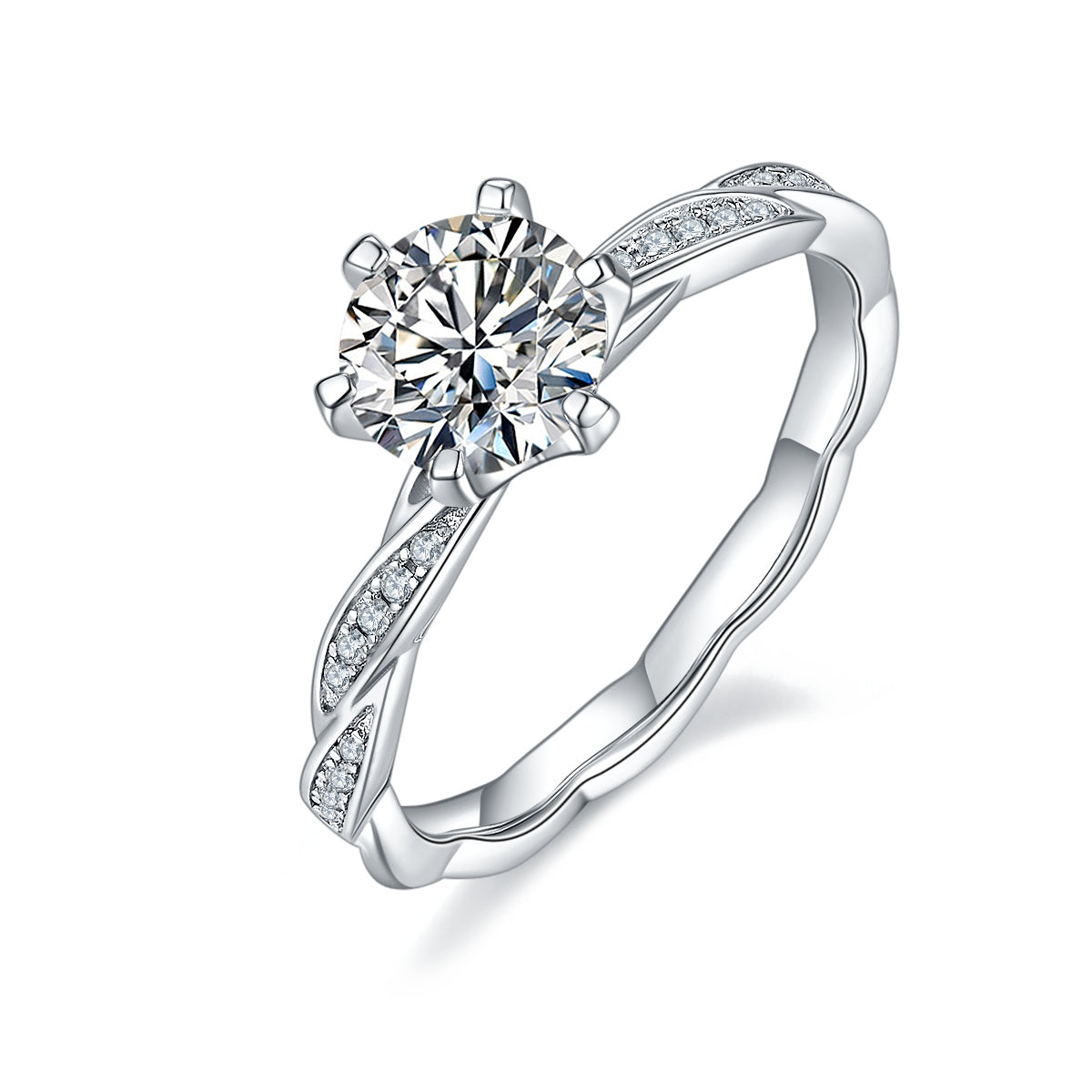 1-carat Luxury  Silver Ring Set With Top-quality Moissanite, S925 Silver Plated Platinum