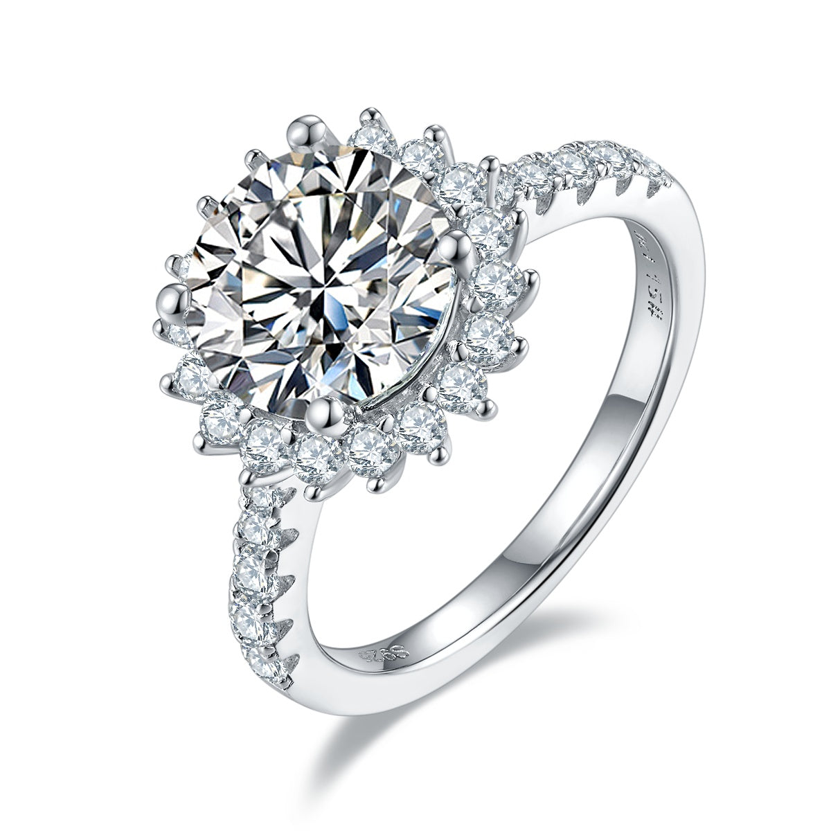 3-carat Luxury Silver Ring Set With Top-quality Moissanite D Color VVS , S925 Silver Plated With Platinum