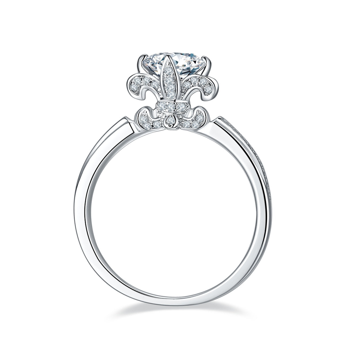 1-carat Luxury Silver Ring Set With Top-quality Moissanite D Color VVS, S925 Silver Plated Platinum