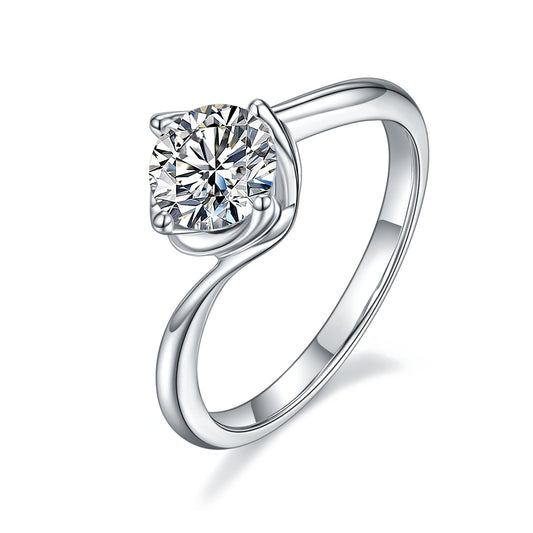 1-carat  Luxury  Silver Ring Set With Top-quality Moissanite D Color VVS , S925 Silver Plated Platinum