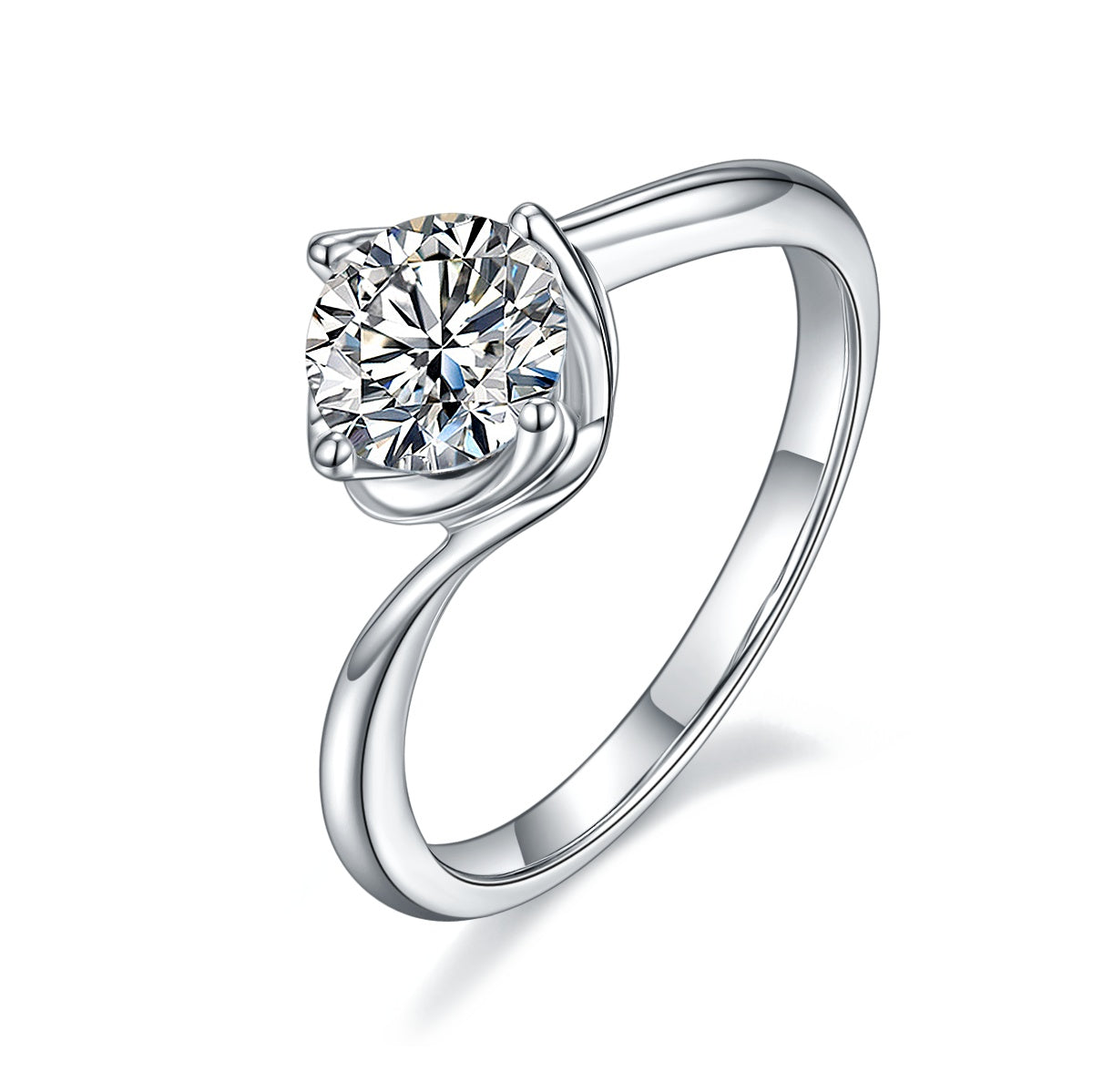 1-carat  Luxury  Silver Ring Set With Top-quality Moissanite D Color VVS , S925 Silver Plated Platinum