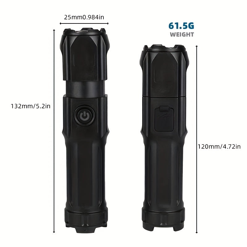 Powerful Zoomable LED Flashlight | Outdoor Multi-functional & Portable Torch | USB Rechargeable, Waterproof, Long-Range Lighting for Home & Camping Use