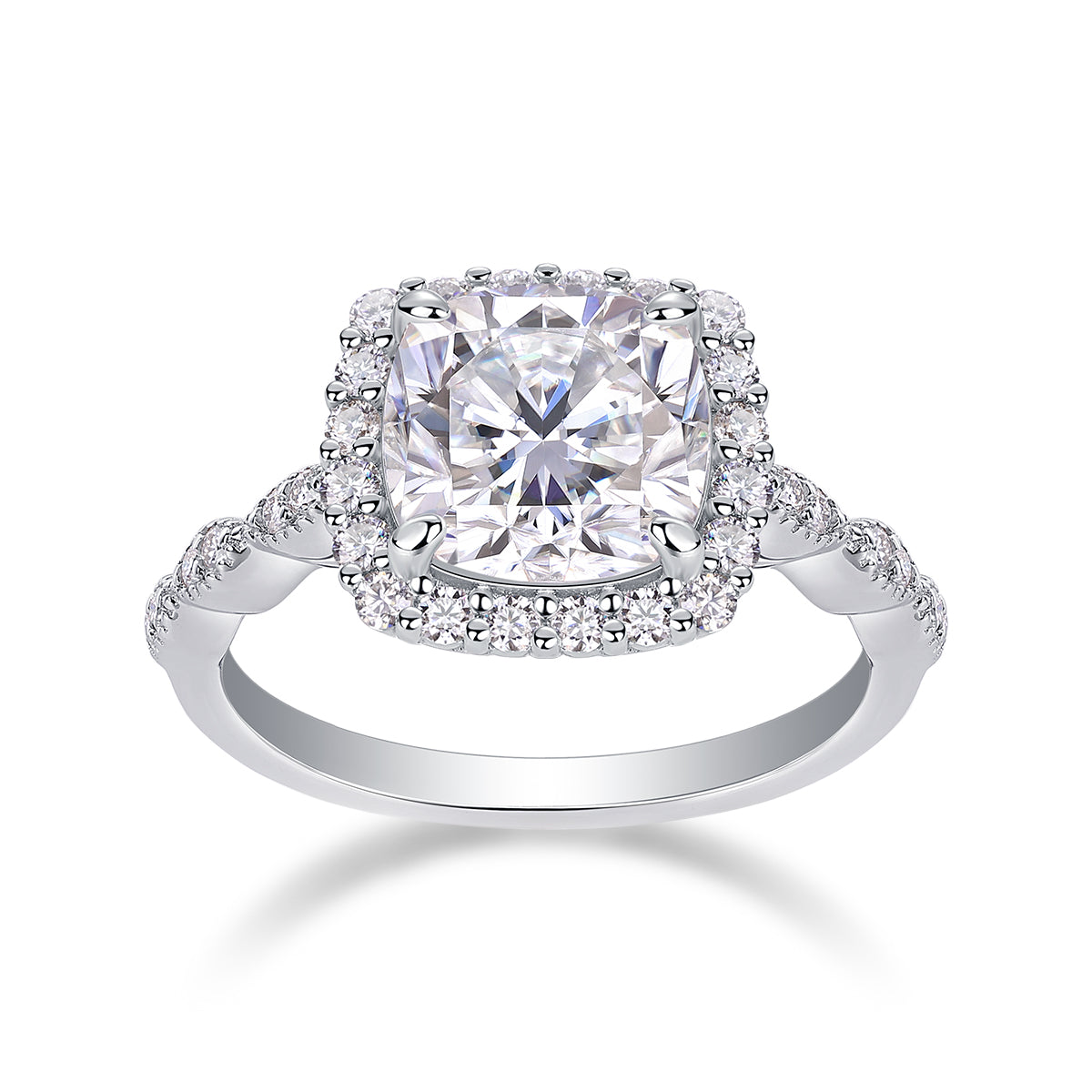 Gorgeous Square Diamond - Luxury SIlver Ring Set With Top-quality Square Moissanite S925 D Color VVS, Silver And Platinum-plated Diamond Ring
